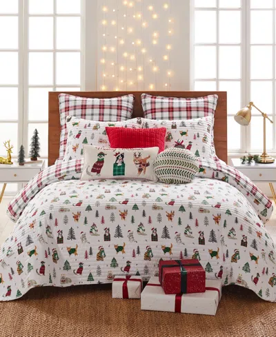 Levtex Meowy Christmas Reversible 2-pc. Quilt Set, Twin/twin Xl In White
