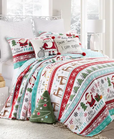 LEVTEX MERRY BRIGHT HO HO HOLIDAYS REVERSIBLE 3-PC. QUILT SET, KING/CALIFORNIA KING