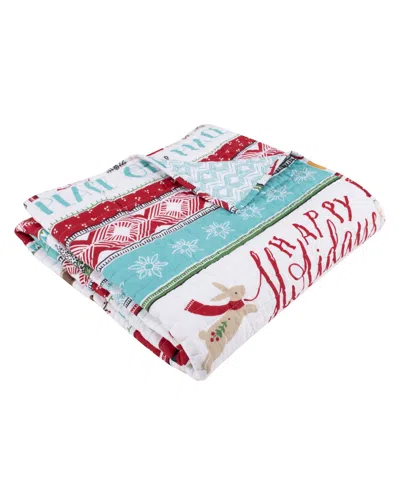 Levtex Merry Bright Ho Ho Holidays Reversible Quilted Throw, 50" X 60" In Multi Color