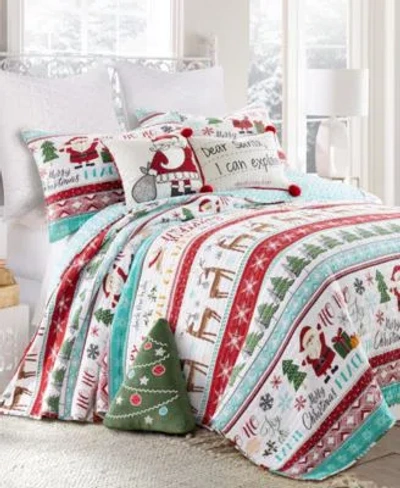 Levtex Merry Bright Hoho Holidays Reversible Quilt Sets In Blue