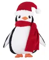Levtex Merry Bright Pine Plaid Penguin Shaped Decorative Pillow, 13.5" X 9.5" In Red