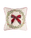 Levtex Merry Tartan Bow Embroidered Decorative Pillow, 18" X 18" In Green