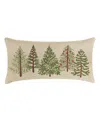 Levtex Merry Tartan Trees Embroidered Decorative Pillow, 12" X 24" In Green