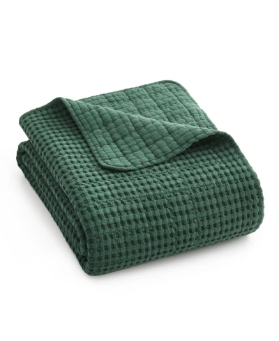 Levtex Mills Waffle Stitched Quilted Throw, 60" X 50" In Green