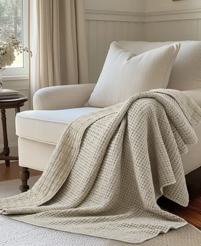 Levtex Mills Waffle Stitched Quilted Throw, 60" X 50" In Wheat