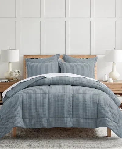 Levtex Mills Waffle Textured 3-pc. Comforter Set, Full/queen In Slate Blue