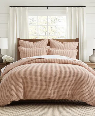 Levtex Mills Waffle Textured 3-pc. Duvet Cover Set, Full/queen In Rose