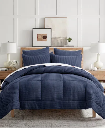 LEVTEX MILLS WAFFLE TEXTURED 3-PC. DUVET COVER SET, FULL/QUEEN