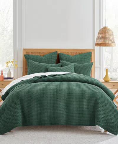 Levtex Mills Waffle Textured 3-pc. Duvet Cover Set, Full/queen In Forest Green
