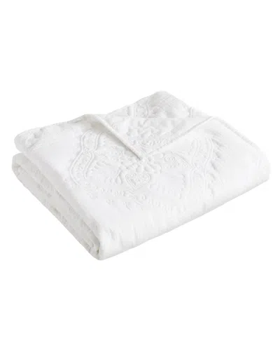 Levtex Muslin Stitch Stitching Quilted Throw, 50" X 60" In White