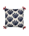 Levtex Nanette Crewel Pom Decorative Pillow, 18" X 18" In Navy