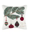 Levtex O Christmas Tree Embroidered Decorative Pillow, 18" X 18" In Multi Color