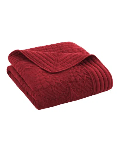 Levtex O Christmas Tree Reversible Quilted Throw, 50" X 60" In Red