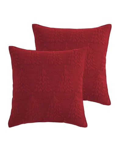 Levtex O Christmas Tree Stitching 2-pc. Sham Set, European In Red