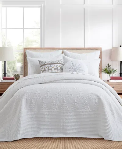Levtex O Christmas Tree Stitching 3-pc. Bedspread Set, Full In White