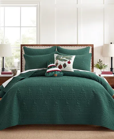 Levtex O Christmas Tree Stitching 3-pc. Quilt Set, King/california King In Green