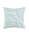 Levtex Ocean Meadow Coral Embroidered Decorative Pillow, 18" X 18" In Teal