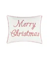Levtex Peppermint Plaid Merry Embroidered Decorative Pillow, 18" X 14" In Red