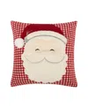 Levtex Peppermint Plaid Santa Applique Decorative Pillow, 18" X 18" In Red