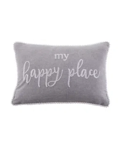 Levtex Pippa Happy Place Decorative Pillow, 12" X 18" In Gray