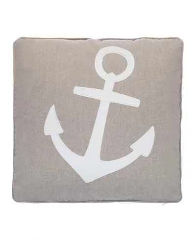 Levtex Provincetown Anchor Applique Decorative Pillow, 18" X 18" In Gray,blue,white