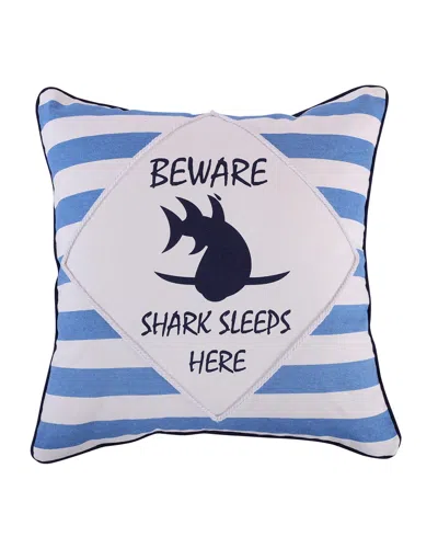 Levtex Sammy Shark Beware Pillow In Blue