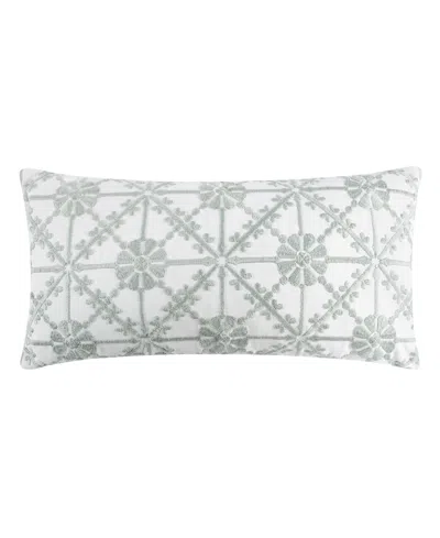 Levtex Sarrah Embroidered Decorative Pillow, 12" X 24" In Green