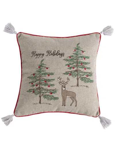 Levtex Sleigh Bells Embroidered Tassel Decorative Pillow, 18" X 18" In Green