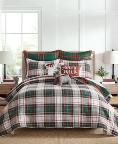 Levtex Spencer Green Plaid Reversible Quilts In Red