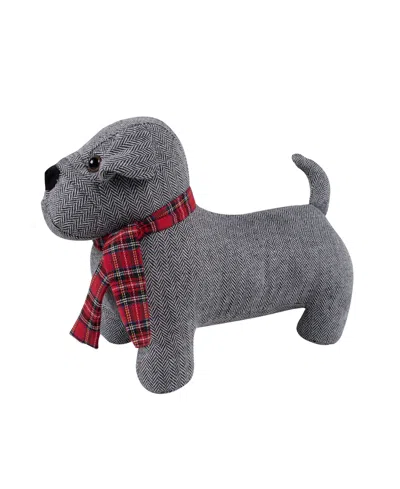 Levtex Spencer Plaid Dog Shaped Decorative Pillow, 11" X 16" In Black