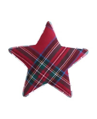 Levtex Spencer Plaid Star Shaped Decorative Pillow, 19" X 18" In Red