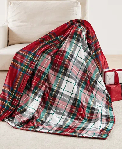 Levtex Spencer Red Plaid Oversized Reversible Throw, 68" X 68" In Multi