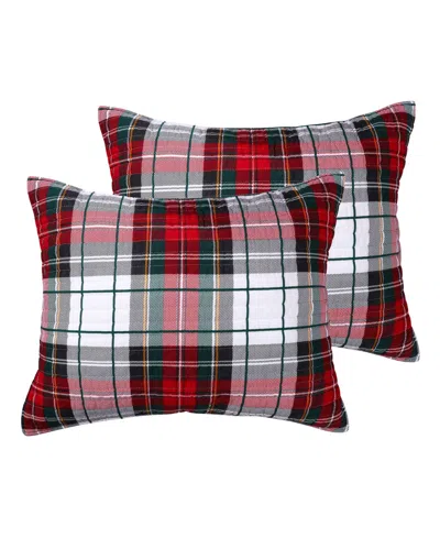 LEVTEX SPENCER RED PLAID QUILTED 2-PC. SHAM SET, KING