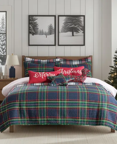 LEVTEX SPENCER RED PLAID REVERSIBLE QUILT, TWIN