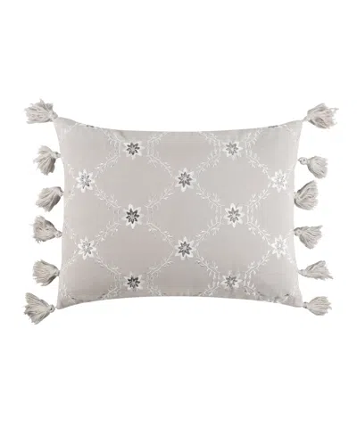 Levtex St. Ives Embroidered Decorative Pillow, 14" X 18" In Gray