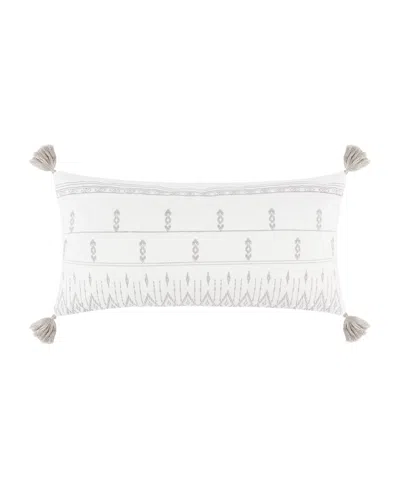 Levtex Tamiya Tassel Embroidered Decorative Pillow, 12" X 24" In Brown