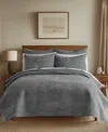 Levtex Velvet Stitch Reversible 3-pc. Quilt Set, King/california King In Gray