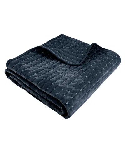 Levtex Velvet Stitch Reversible Quilted Throw, 50" X 60" In Blue