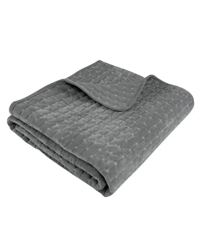 Levtex Velvet Stitch Reversible Quilted Throw, 50" X 60" In Gray