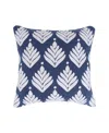 Levtex Vintage-like Blossom Embroidered Decorative Pillow, 18" X 18" In Blue