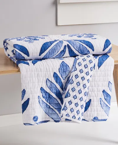 Levtex Vintage-like Blossom Reversible Quilted Throw, 50" X 60" In Blue