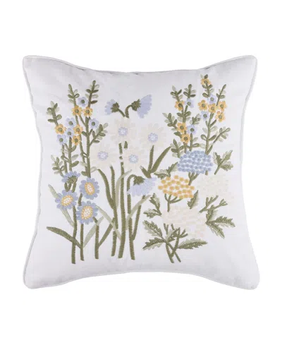 Levtex Viviana Embroidered Decorative Pillow, 18" X 18" In White