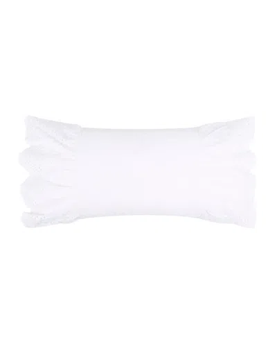 Levtex Viviana Ruffle Decorative Pillow, 12" X 24" In White
