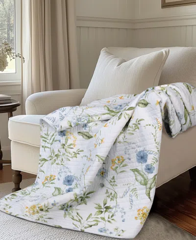 Levtex Viviana Watercolor Floral Quilted Throw, 50" X 60" In Blue