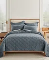 Levtex Washed Linen Relaxed Textured Quilt, Full/queen In Blue