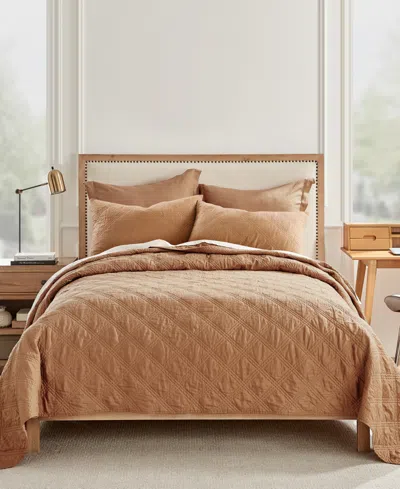 Levtex Washed Linen Relaxed Textured Quilt, King/california King In Tan