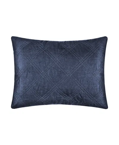 Levtex Washed Linen Relaxed Texturedquilted Sham, Standard In Navy