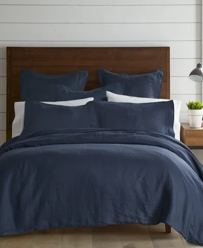 Levtex Washed Linen Solid Duvet Cover, Full/queen In Navy