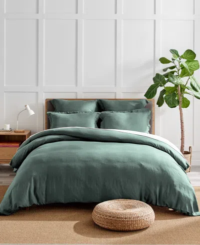 Levtex Washed Linen Solid Duvet Cover, King/california King In Green