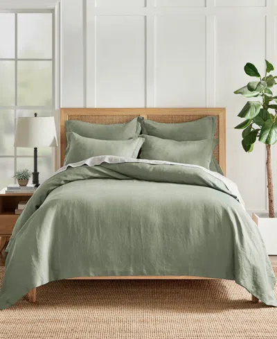Levtex Washed Linen Solid Duvet Cover, King/california King In Sage Green